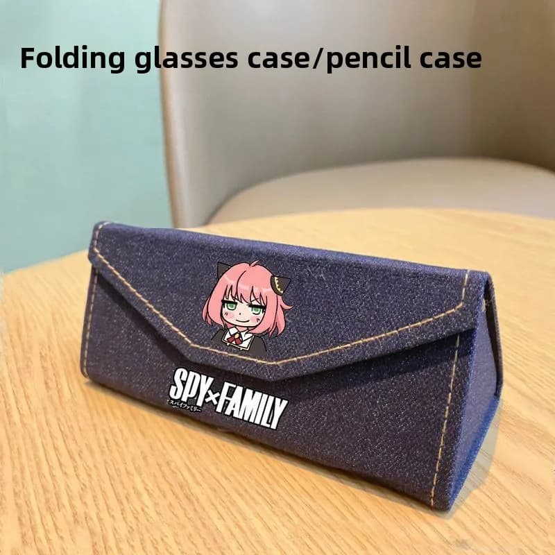 Astuccio per Occhiali SPY FAMILY Anya Forger, Cartone Animato Anime, Carino, Kawaii, 2D, Triangolare, 3D Pieghevole, Porta Cancelleria, Regalo