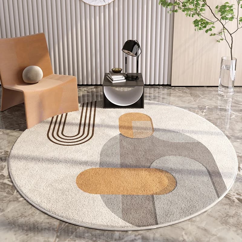 Round Light Luxury Lounge Rug Minimalist Cream Rugs for Bedroom Fluffy Soft Living Room Decoration Carpet Home Thicken Plush Mat