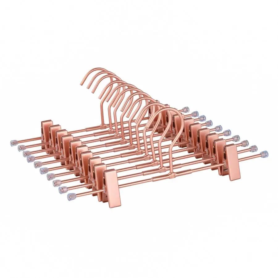 11.8 coat rack in pink gold for clothes and skirts, 20 pack, with adjustable clip for jeans and pants, for exposure and organization in the closet