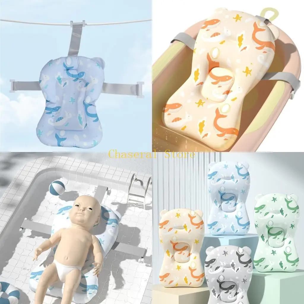 E7CE Cuscino da bagnetto per neonati Letto da doccia galleggiante per neonati e bambini Design antiscivolo con supporto a 3