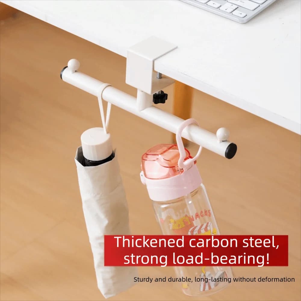New Adjustable Desk Hook Carbon Steel Rounded Corner Backpack Holder No-Drill Easy Install Multipurpose Hook Office Supplies