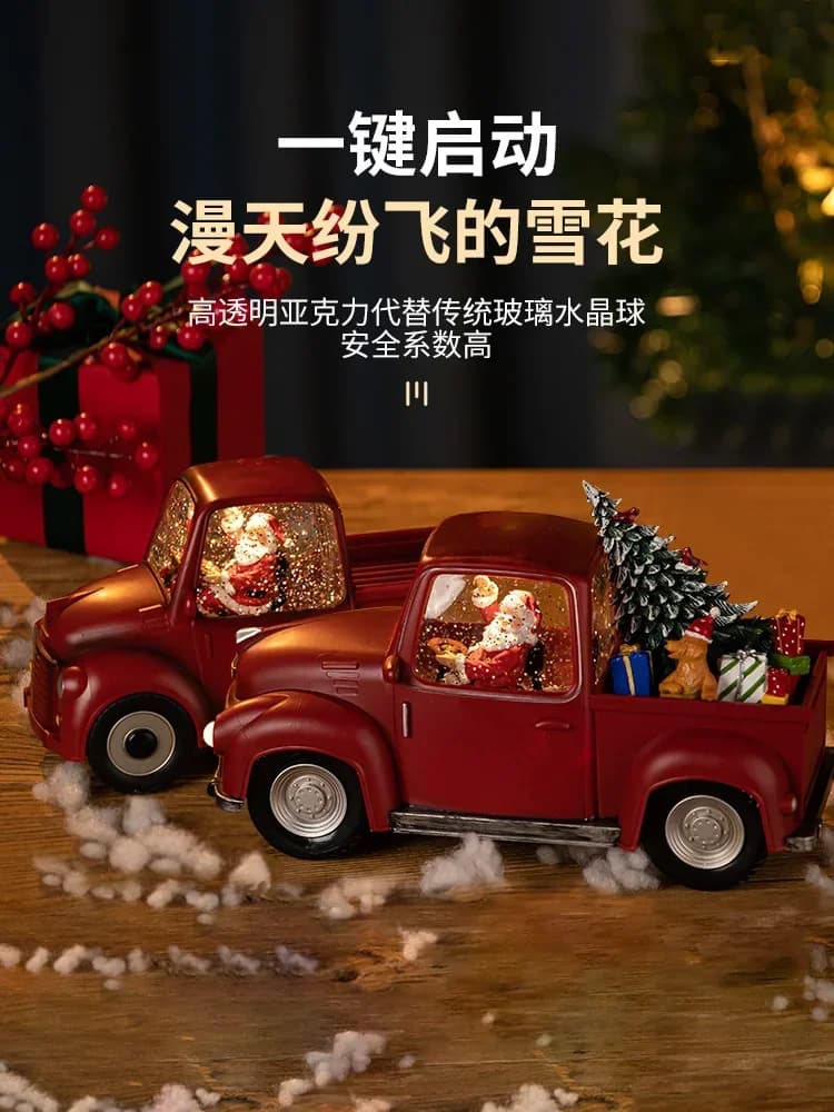 Carillon regalo per camioncino natalizio Carillon giocattolo per bambini con albero di Babbo Natale, regalo di compleanno con sfera di cristallo