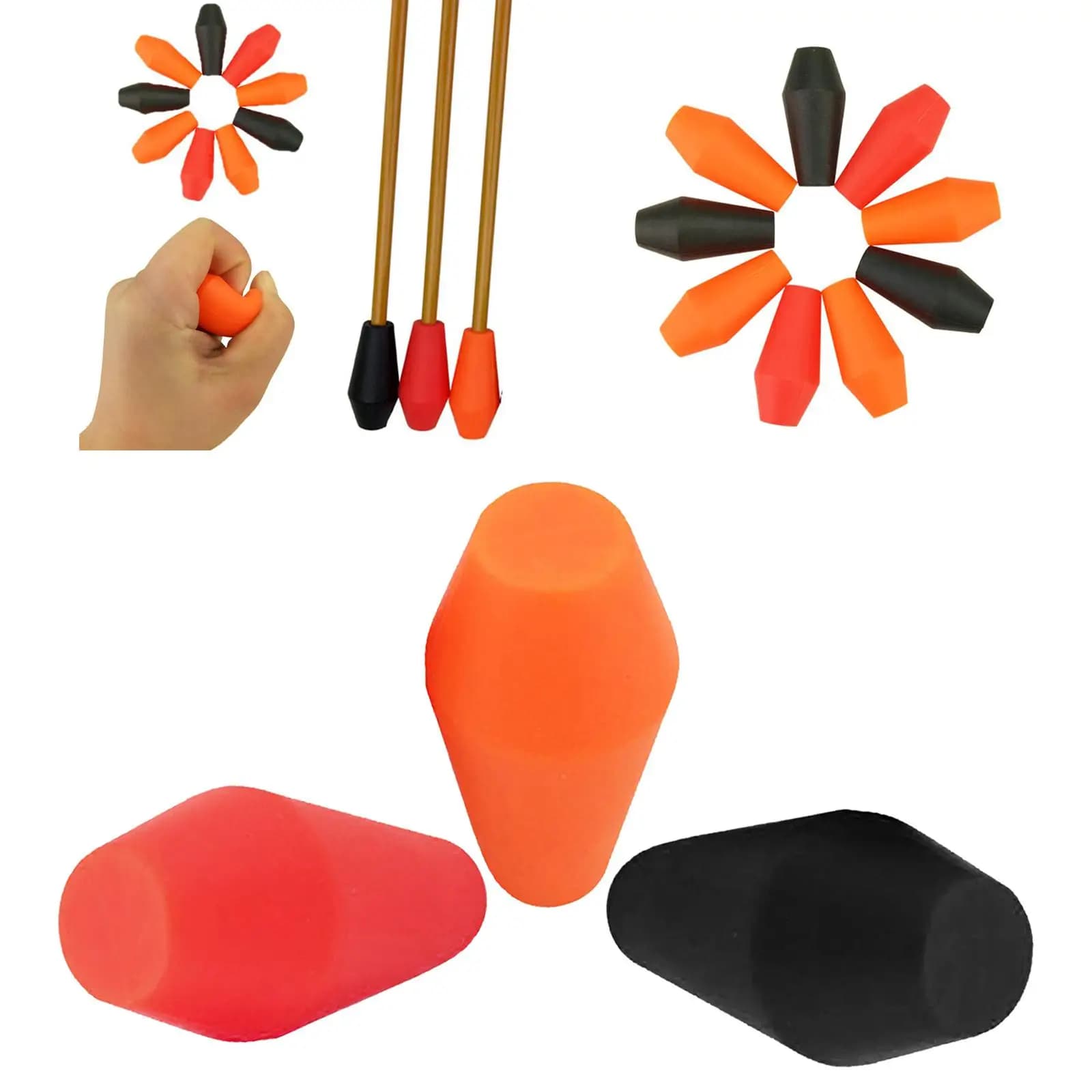 6Pcs 6/8mm Soft Rubber Rubber Broadhead Practice Target for CS Hunting Teenager Beginner Children