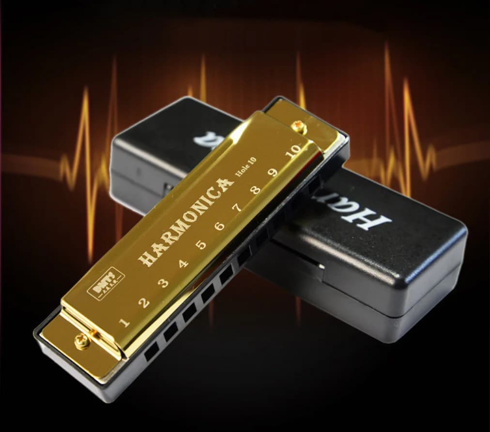 Miwayer Key C for harmonica 10 holes/Metal music/with box/Act/for beginners and harmonica enthusiasts