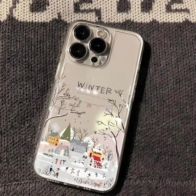 Beautiful Winter Snow Phone Case For Samsung Galaxy S25 S24 S23 S22 S21 FE Plus FE Ultra A15 A16 A53 A55 5G A35 A52 Clear Cover