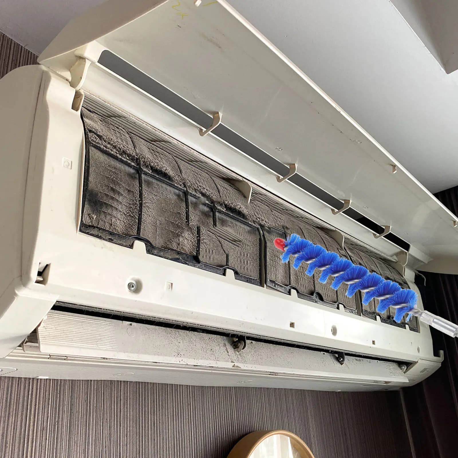 Spazzola Compatta Portatile per la Pulizia del Condensatore del Condizionatore d'Aria, per Tubi in Rame e Elettrodomestici Centralizzati Domestici, Efficiente