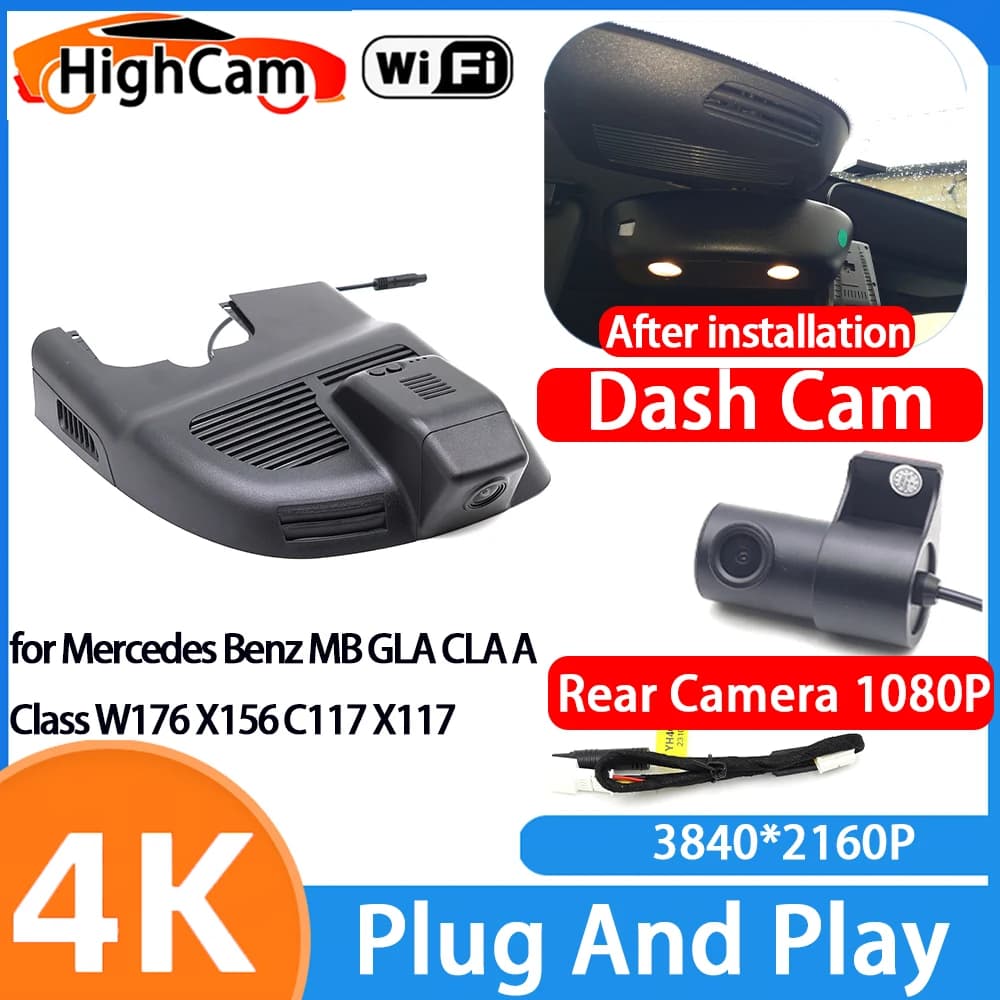 HighCam for Mercedes Benz MB GLA CLA A Class W176 X156 C117 X117 4K Wifi OEM Car DVR Video Recorder Dash Cam Front Rear Camera
