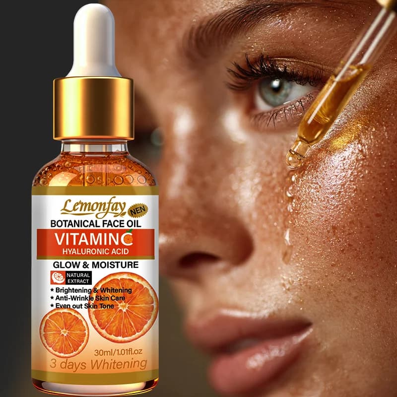 Vitamin C Lemonfay Botanical Viso Oil, Illuminating and Hydrating Serum to Hyaluronic Acid for Skin Care Anti-wrinkles and Brightness