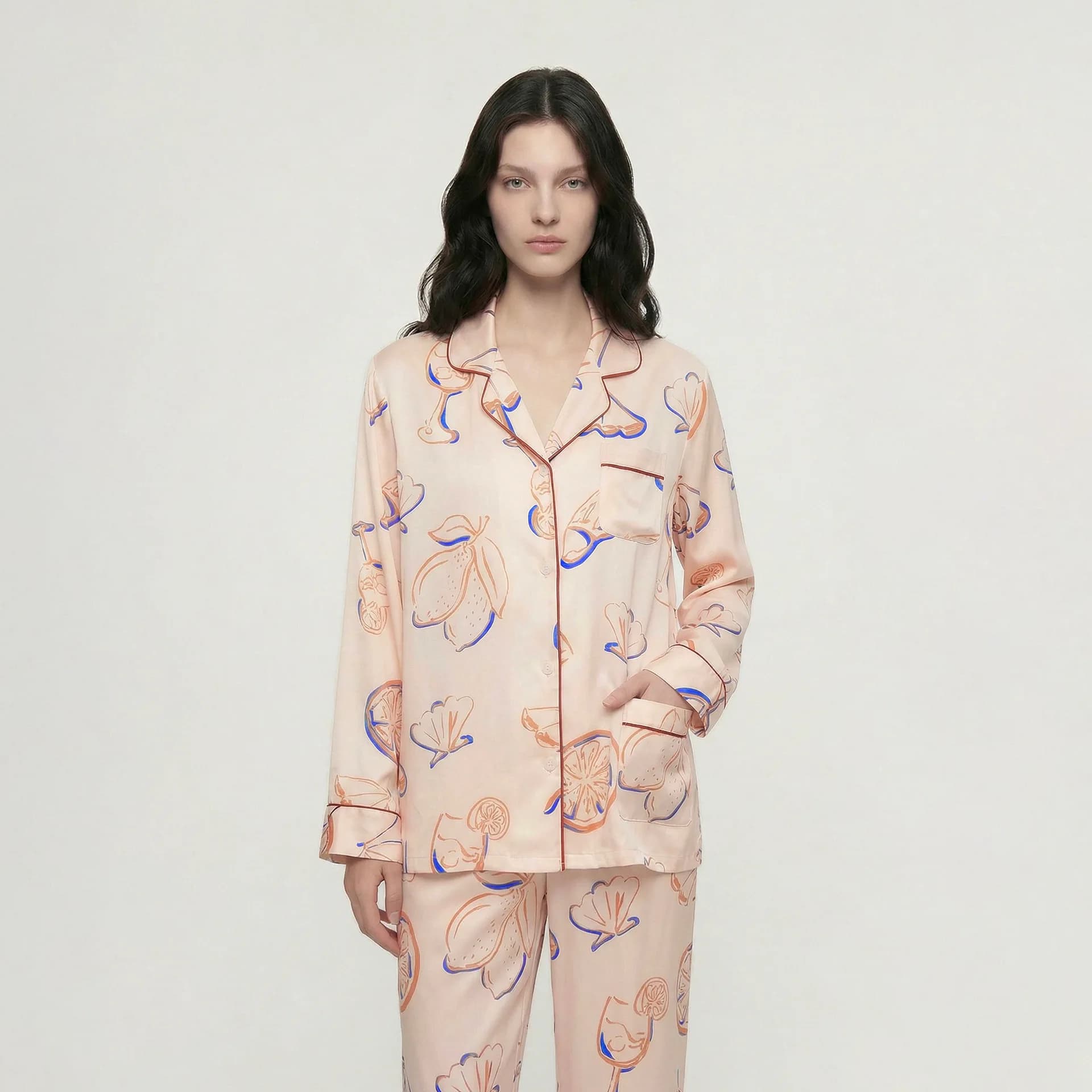 Female Pajamas Homewear 2PCS Set Print Long Sleeve Trouser Suit Pijamas Summer Loungewear Night Wear Pyjama