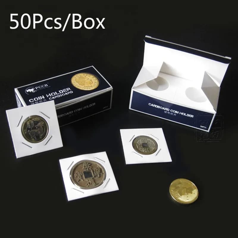 Nuovi portamonete quadrati caldi Collezione di album di monete Custodia in cartone con vibrazione di carta Custodia per timbri 50 pezzi 17,5 mm-40 mm