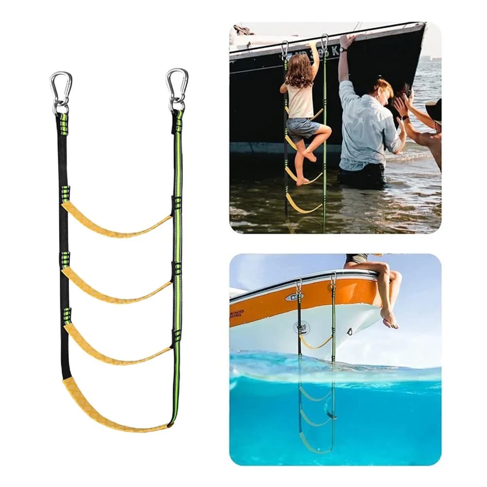 3/4/5 Step Boat Rope Ladder Portable Nylon Boarding Ladder For Inflatable Boat Dinghy Yacht Pontoon Kayak