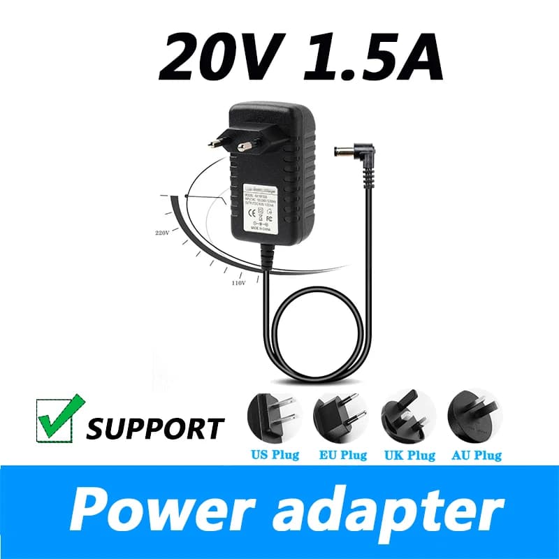 Adattatore di alimentazione 20V 1.5A motore di riduzione trasformatore motore piccolo alimentatore 20V spina usa spina ue 5.5*2.1MM