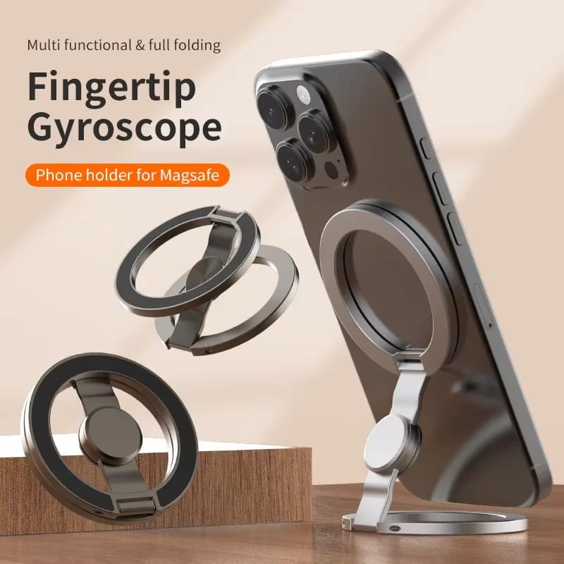 Supporto per Telefono MagSafe a Doppia Faccia per iPhone 13/14/15/16/17 Pieghevole a 360° ° Supporto Girevole con Magnete Potente e Impugnatura Ergonomica