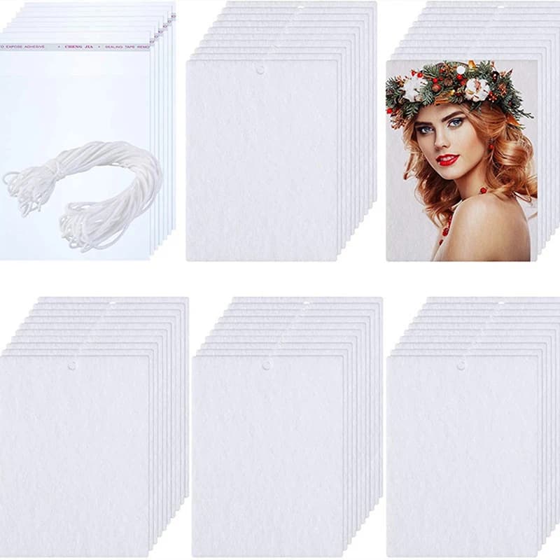 30 fogli di deodorante per ambienti in feltro bianco per sublimazione - Portachiavi con cordino elastico Accessorio per fragranze per auto fai-da-te