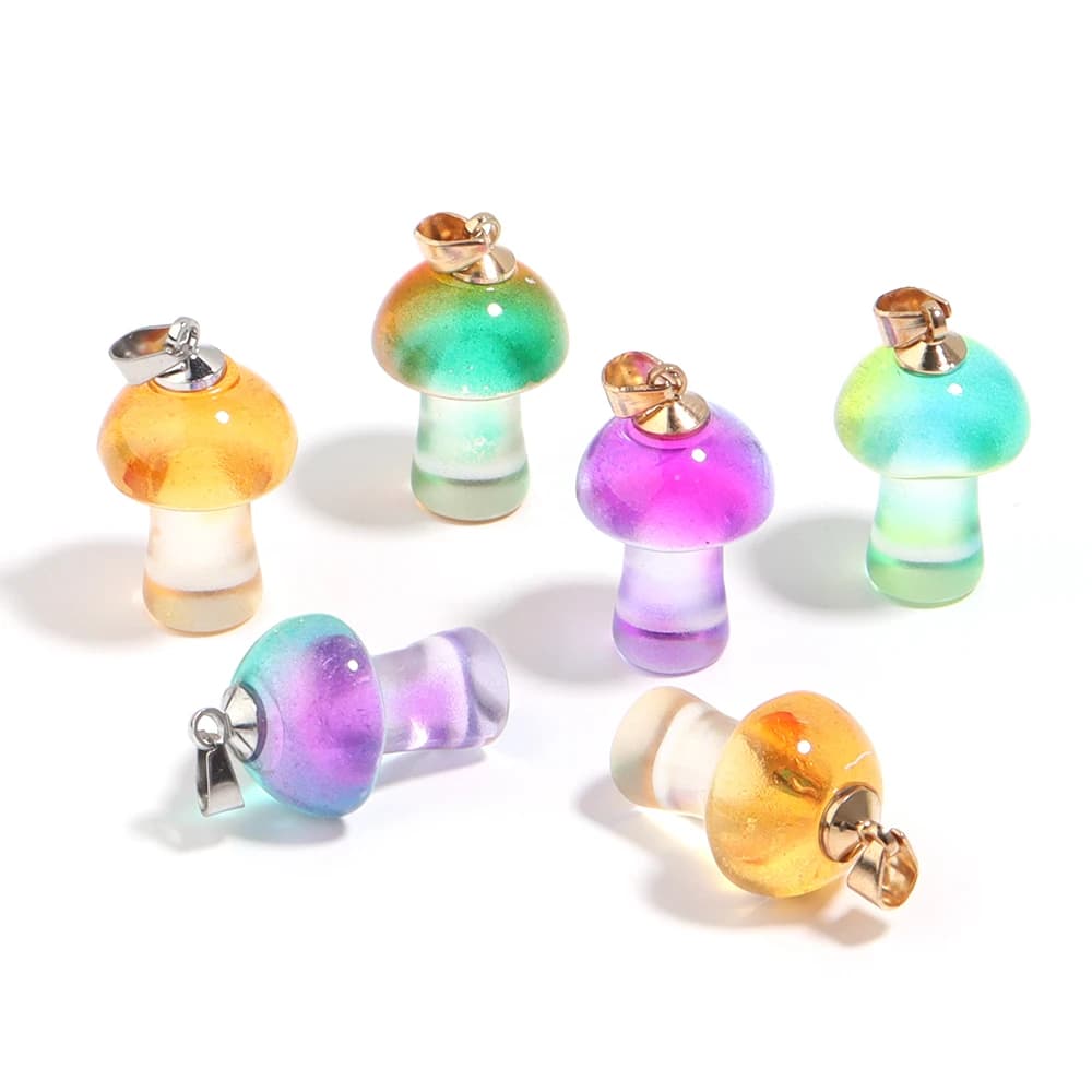 2 pezzi 16x26mm simpatico fungo pendenti in resina per collana braccialetto orecchino portachiavi gioielli fai da te artigianato creazione di accessori