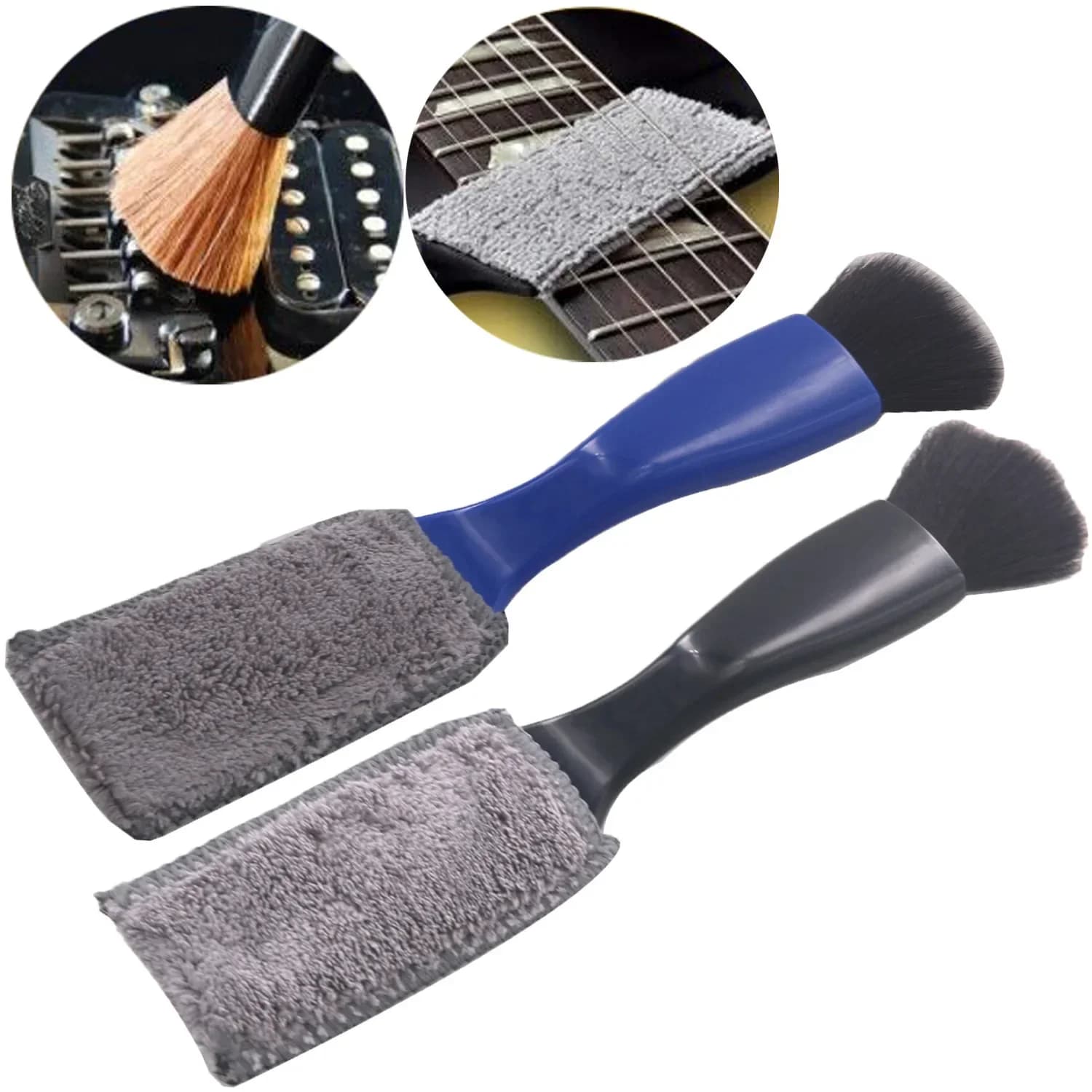 1PC Spazzola per la cura della chitarra String Tastiera Pulizia Spazzola per spolverare Strumento per la pulizia Accessori per strumenti musicali a doppia testa