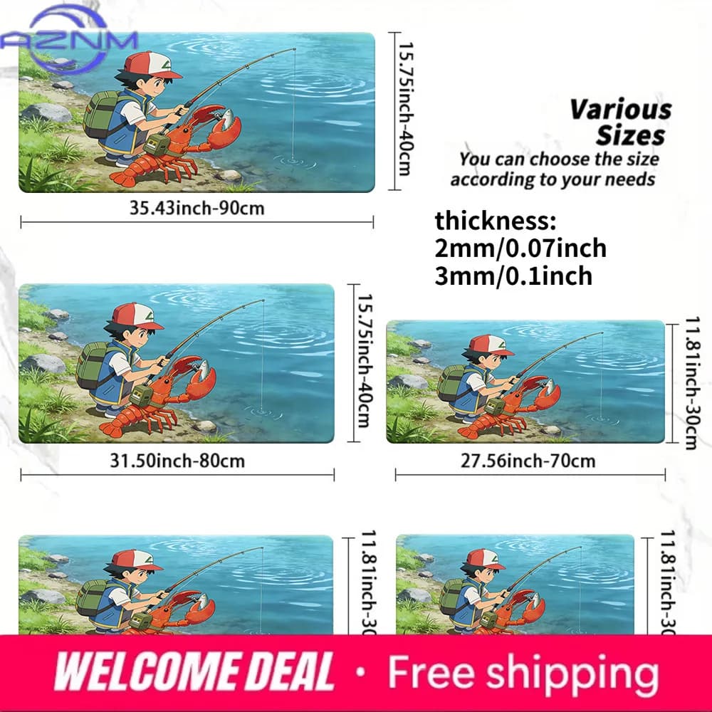 Tappetino per mouse da gioco Pokemon Ash Fishing Scene, tappetino da scrivania antiscivolo