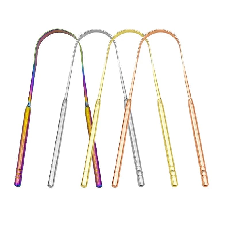 Stainless Steel Language Scraper 4 Color Metal Language Fresh Food Cleaning Coated Brush Cleaning Tools for oral hygiene scraper