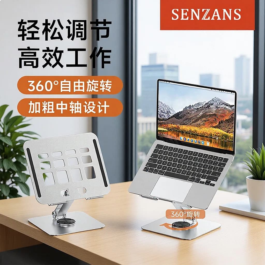 Computer Stand 360 Rotatable Foldable Portable Laptop Riser Aluminum Desktop Base Ergonomic