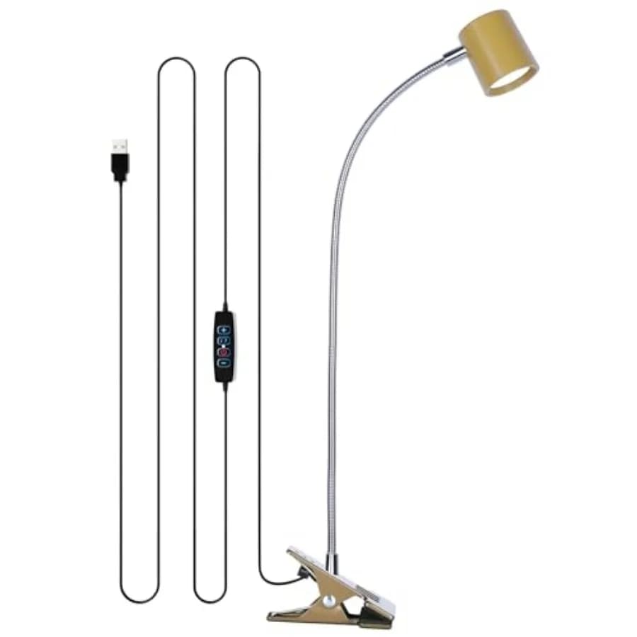 Desk Lamp, USB Clip On Light with 3 Color Modes, LED 10 Levels Brightness Reading Lamp, 360° Gooseneck Book Light, Eye-Care Rea