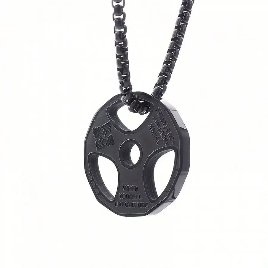 Collana da uomo fitness con ciondolo a forma di manubrio e bilanciere, accessori per sollevamento pesi da uomo