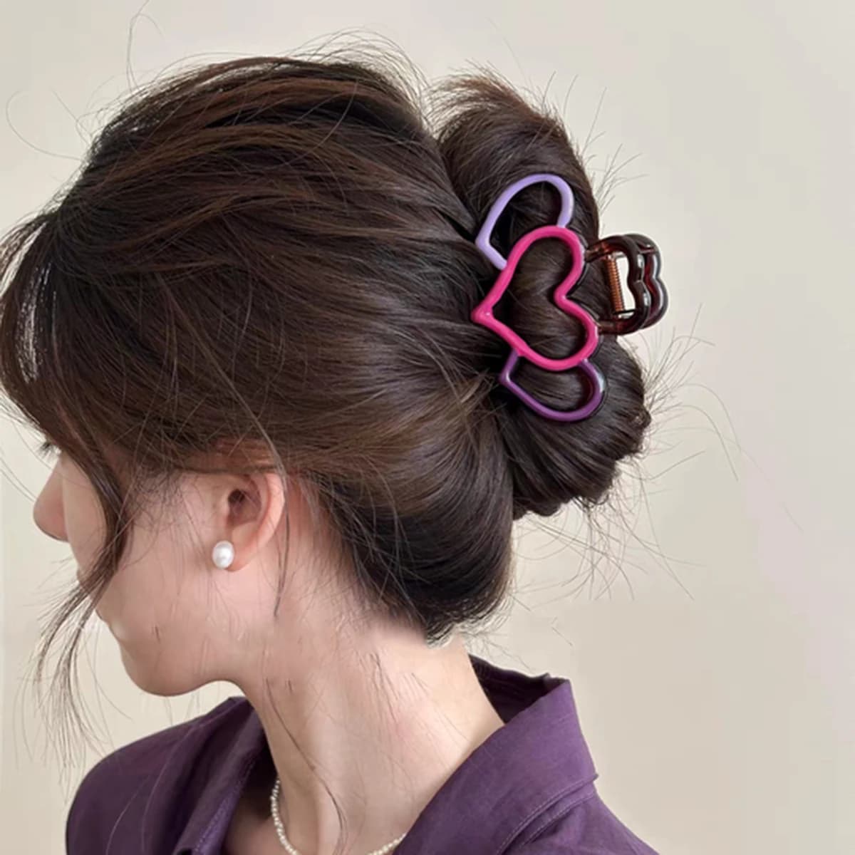 AWAYTR Nuovo Cuore Artigli Dei Capelli Pinze Delle Donne Delle Ragazze Titolare Coda di Cavallo di Plastica Granchio Morsetto Dei Capelli Barrettes Forcelle Accessori Per Capelli