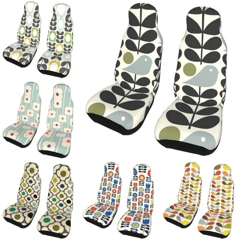 Custom Multi Stem Bird Universal Car Seat Covers for Cars Trucks SUV Orla Kiely Scandinavian Auto Seat Cover Protector 2 PCS