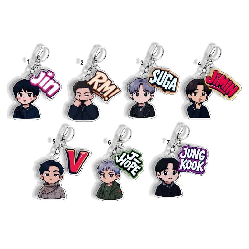 Stylish Male Music Group Acrylic Keychain Portable Bag Decoration for Fans Kpop Modern Pop Idol Kringring Cute Boys Cartoon