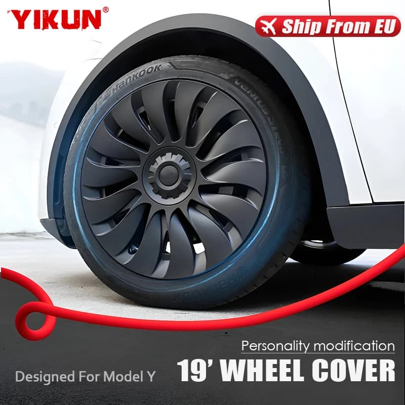 YIKUN 4PCS Copriruota per Tesla Model Y 19 Pollici Prestazioni Gemini coprimozzo pneumatico Copertura completa Accessori auto 2020-2024 2023