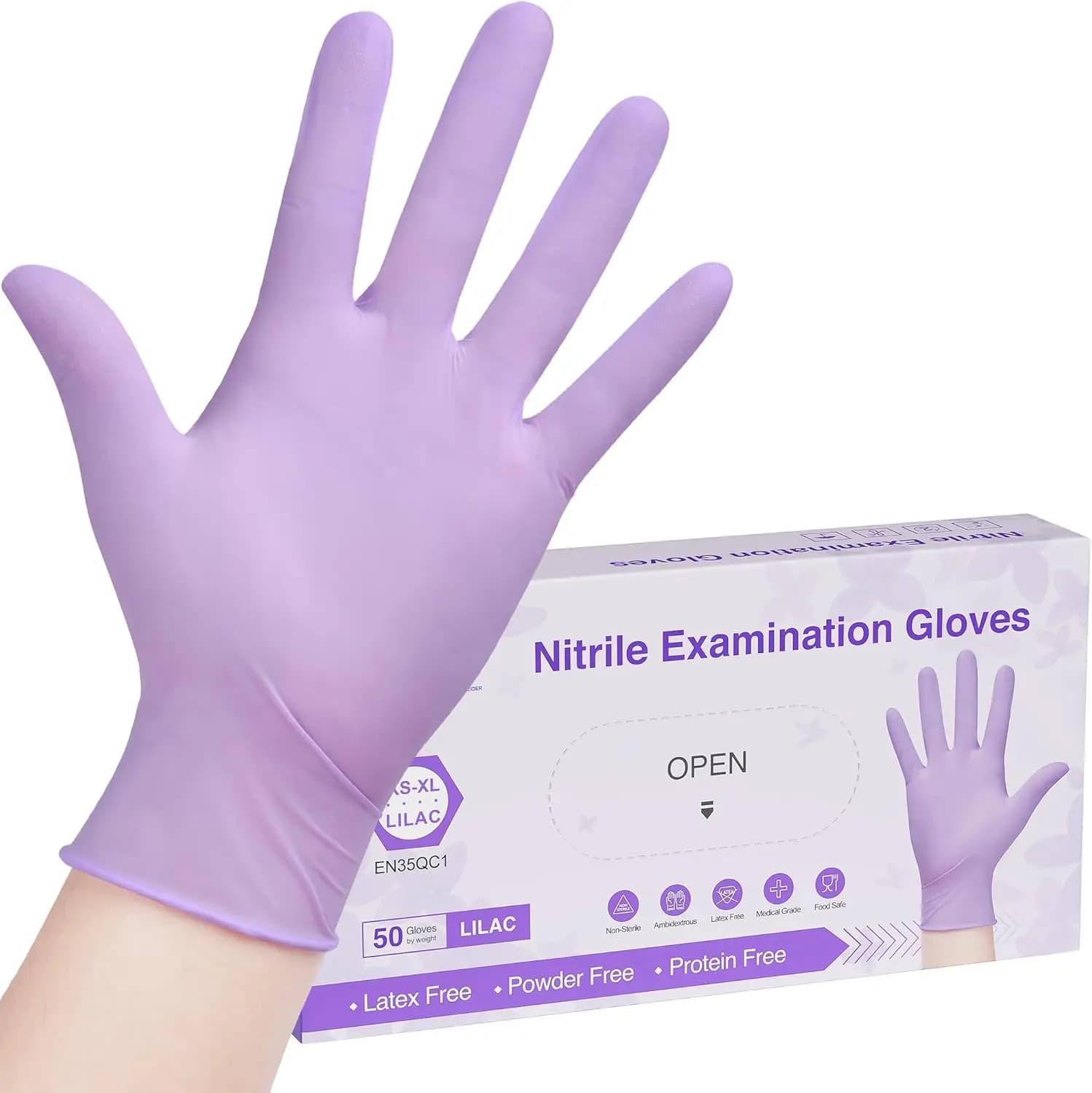 Disposable Nitrile Exam Gloves 3-mil Lilac Color Latex Free Powder Free Single Use