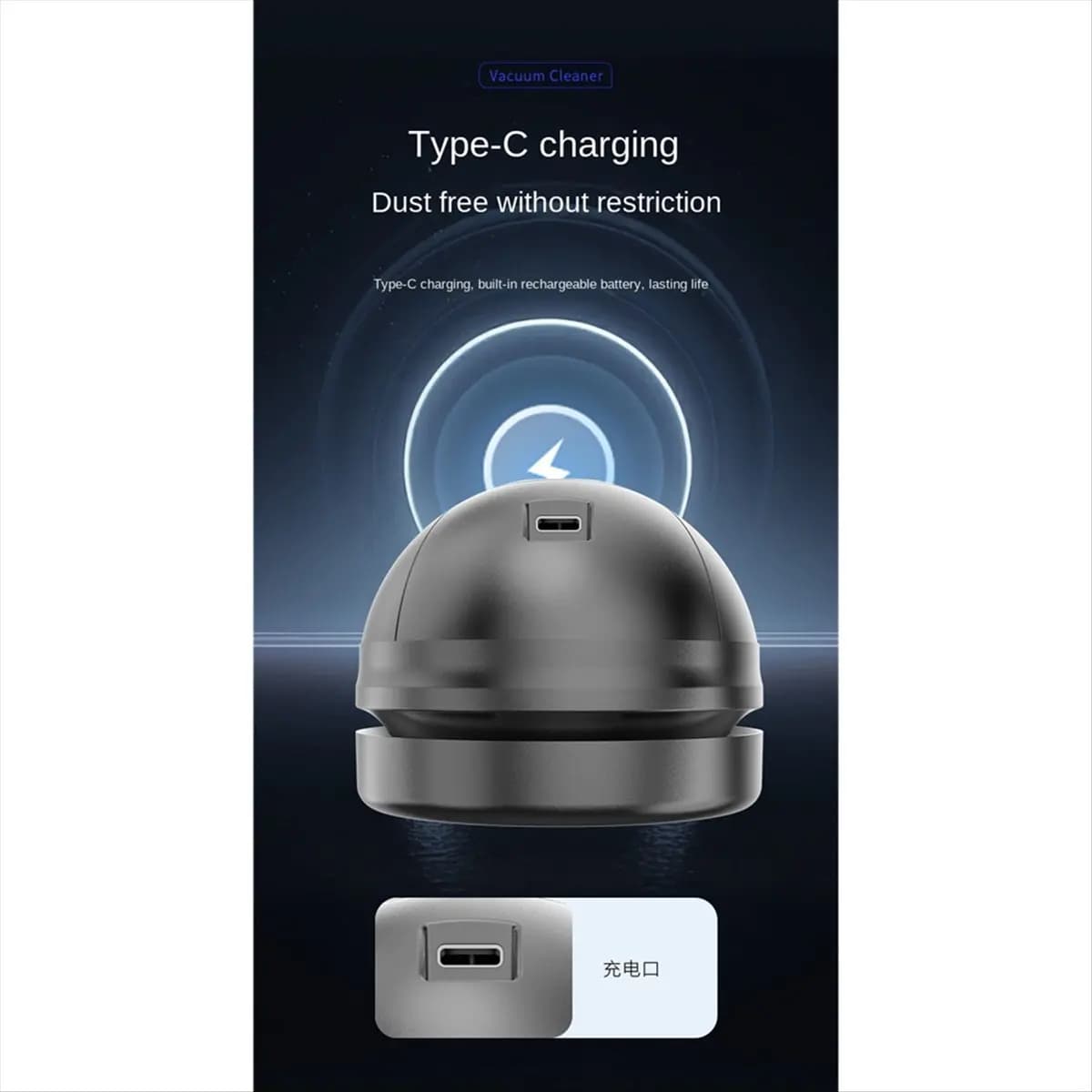 NUOVO aspirapolvere da tavolo Mini, senza fili e portatile, spazzatrice per polvere e briciole, simpatico robot cartone animato, USB tipo C per rimuovere polvere/capelli