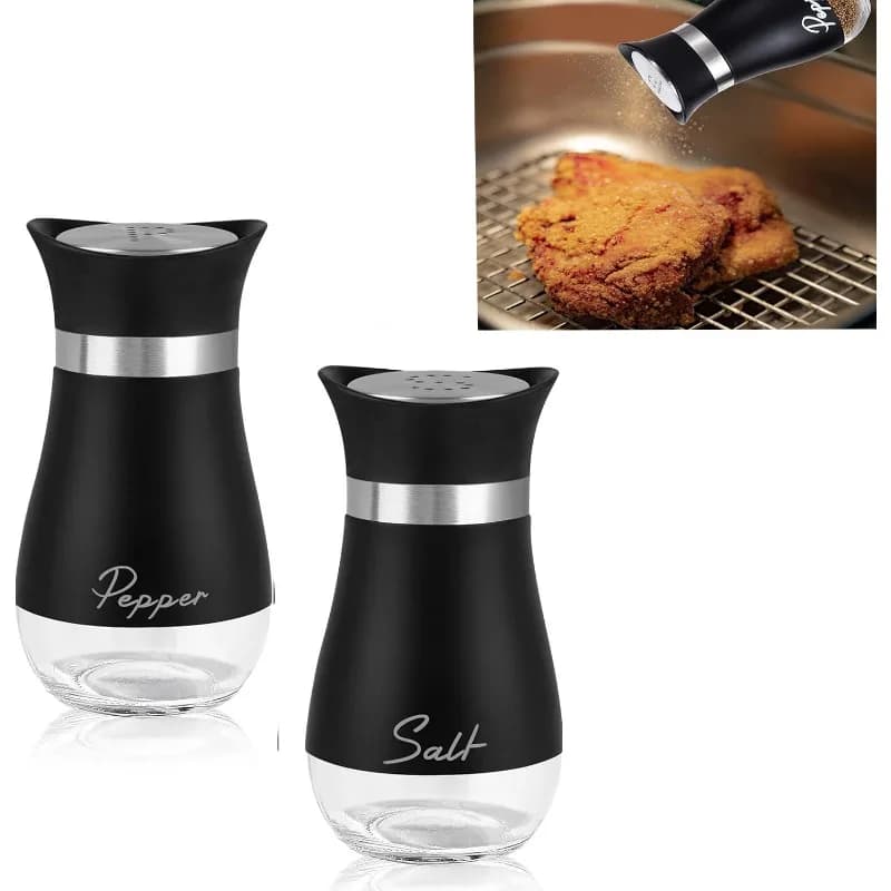 Set di 2 Contenitori per Condimenti in Acciaio Inox, Bottiglie per Sale e Pepe, Adatte per Cucina e Catering