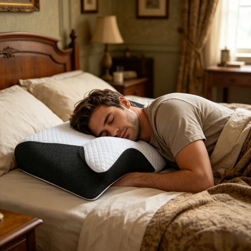 Cuscino Ergonomico per il Collo in Memory Foam, Cuscino Cervicale Ortopedico 2 in 1, Ideale per Alleviare la Fatica e il Riposo Quotidiano Notturno