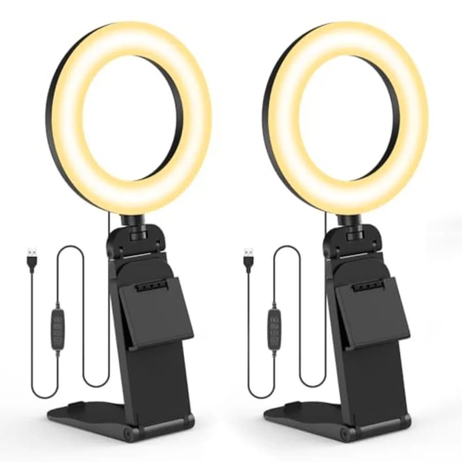 2 Pacchi - Anello Luminoso per Computer Portatile, Kit di Illuminazione per Videoconferenze e Riunioni Zoom, Luce LED Piccola da 5 Pollici per Selfie, Lampada da Scrivania Portatile