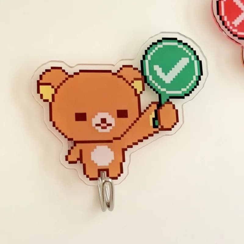 Cute Rilakkuma Adhesive Hooks No Drill Self-sticky Wall Hooks DIY Decor Hooks for Bathroom Kitchen Dorm Room Home Storage