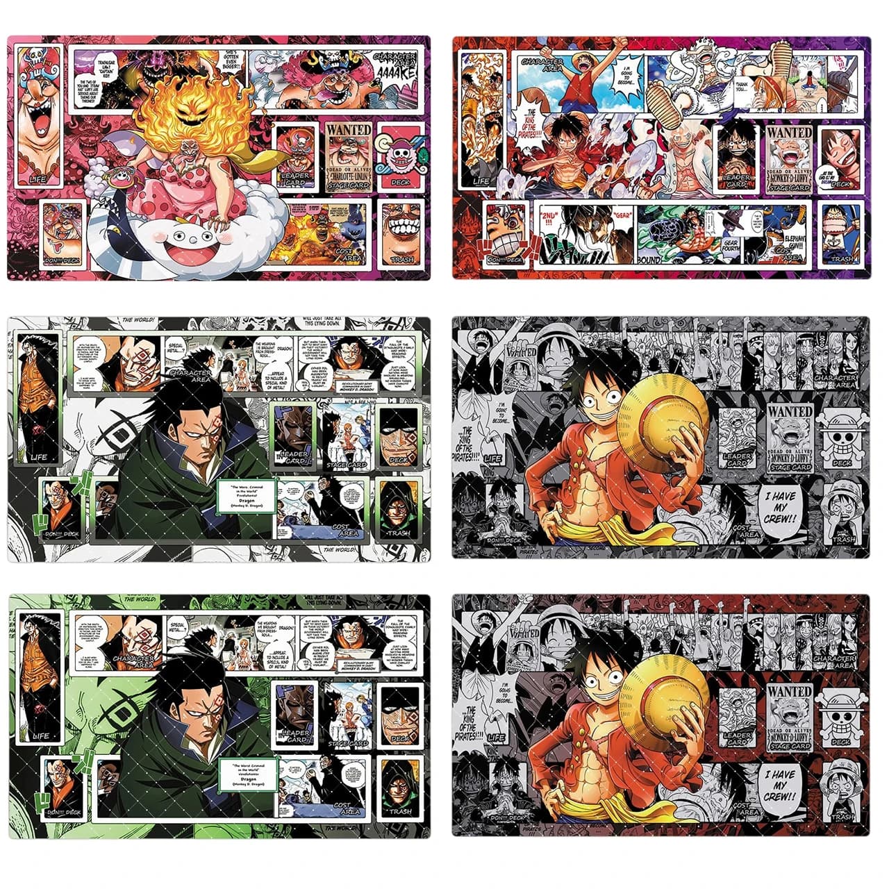 Tappetino da Gioco One Piece 600x350mm con Monkey D. Luffy e Charlotte Linlin in Battaglia Singola, Tappetino in Gomma OPCG per Gioco di Carte Monkey D. Dragon, Regalo
