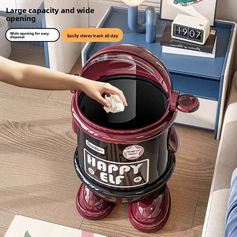 Cestino per Carta da Scrivania a Forma di Astronauta, Design Creativo e di Alto Valore Estetico, Lussuoso per Soggiorno, con Coperchio in Plastica