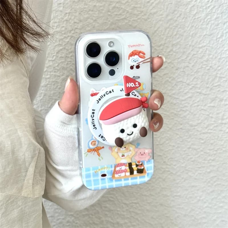 Custodia per telefono magnetica sushi carina coreana per iPhone 17 Pro 14 15 16 Pro Max Cover con supporto Magsafe Custodie Kawaii 17Pro Capa