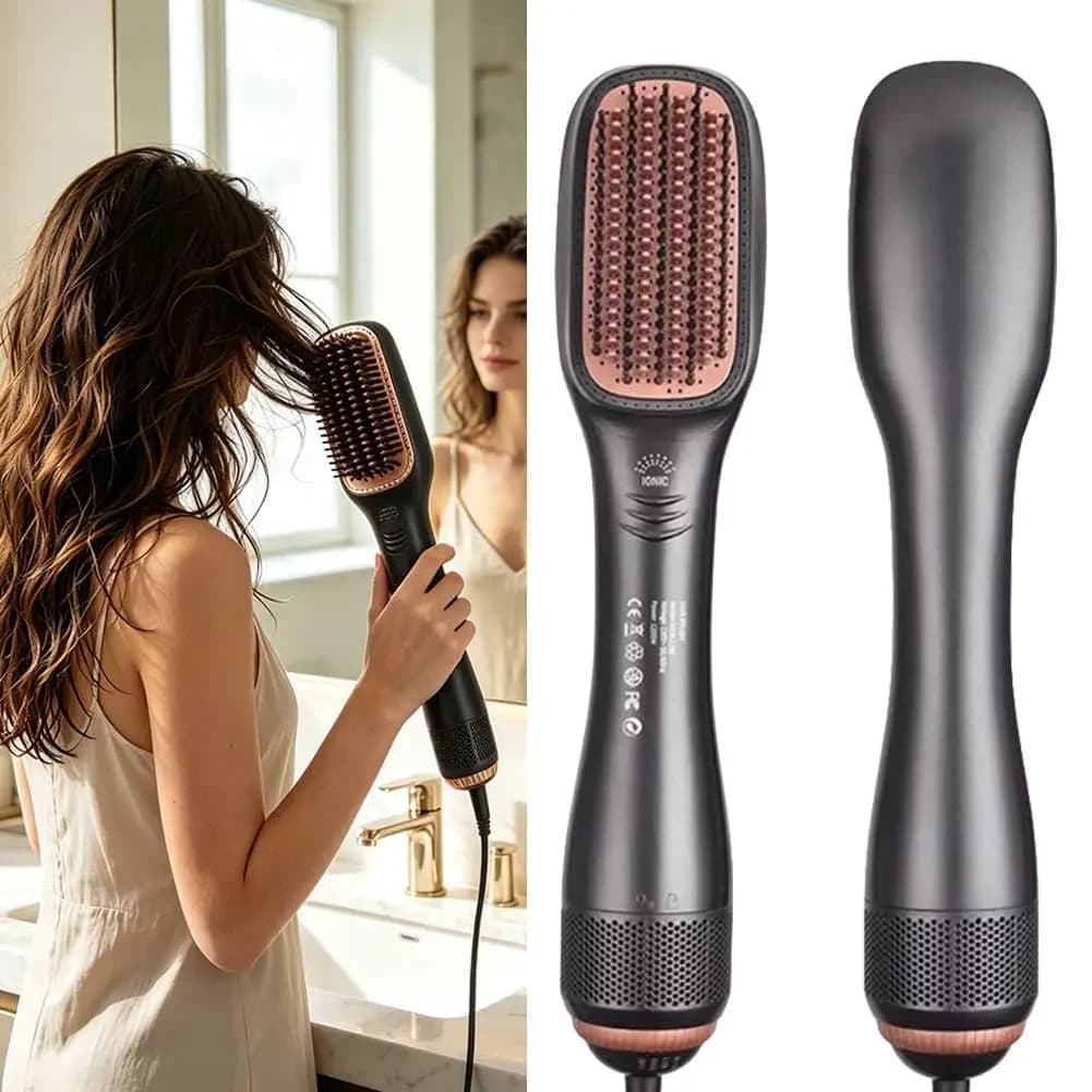 3 in 1 Hot Air Brush Hair Dryer Brush Volumizing Styler Curling Straightening Brush Ionic Hair Styling Tool