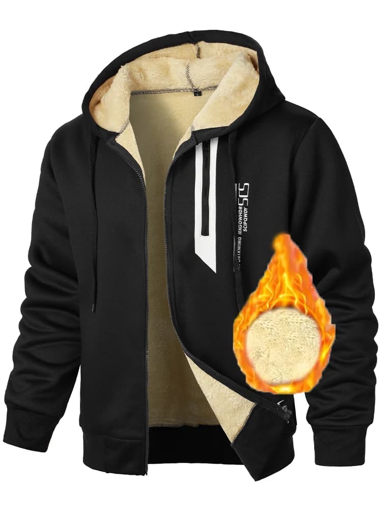 Felpa con cappuccio in pile di agnello cardigan con cerniera da uomo invernale in pile extra spesso sottopelo caldo in pile