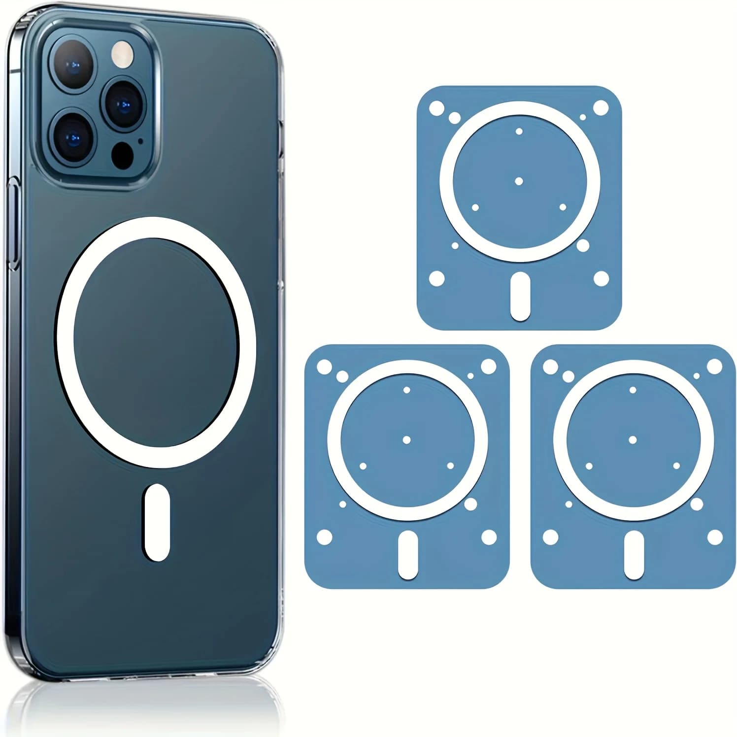 Set di Adesivi Magnetici Universali Bianco e Nero (3/6 Pezzi) Compatibili con Caricabatterie Wireless MagSafe, Custodia Antiscivolo per iPhone