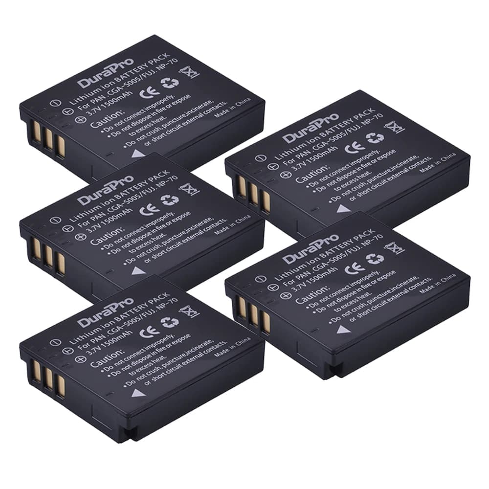 DuraPro 5 pezzi CGA-S005 Batteria per Panasonic Lumix DMC-LX1 LX2 LX3 DMC-FX1 FX3 FX8 FX9 FX10 FX12 FX50 FX100 FS1 FS2