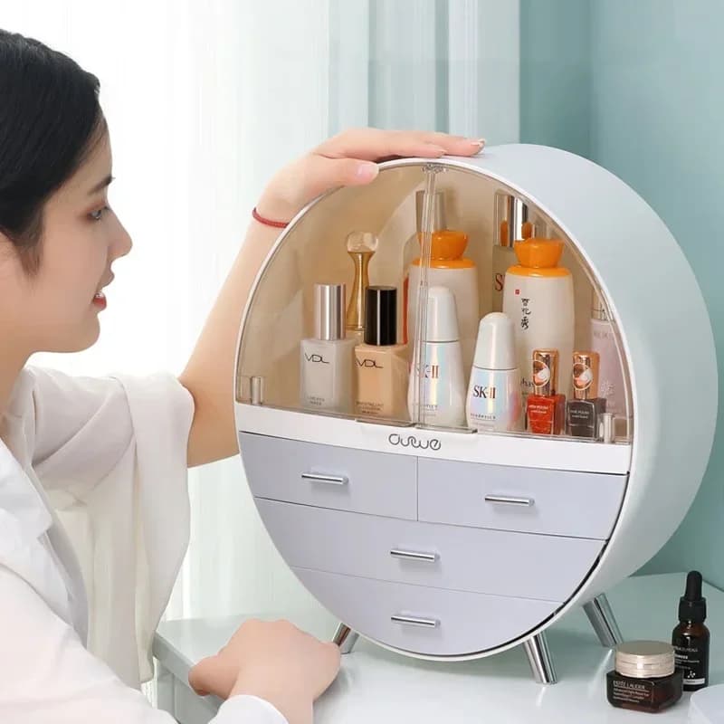 Custodia per trucco portatile – Cassetti antipolvere, porta pennelli e design compatto da viaggio