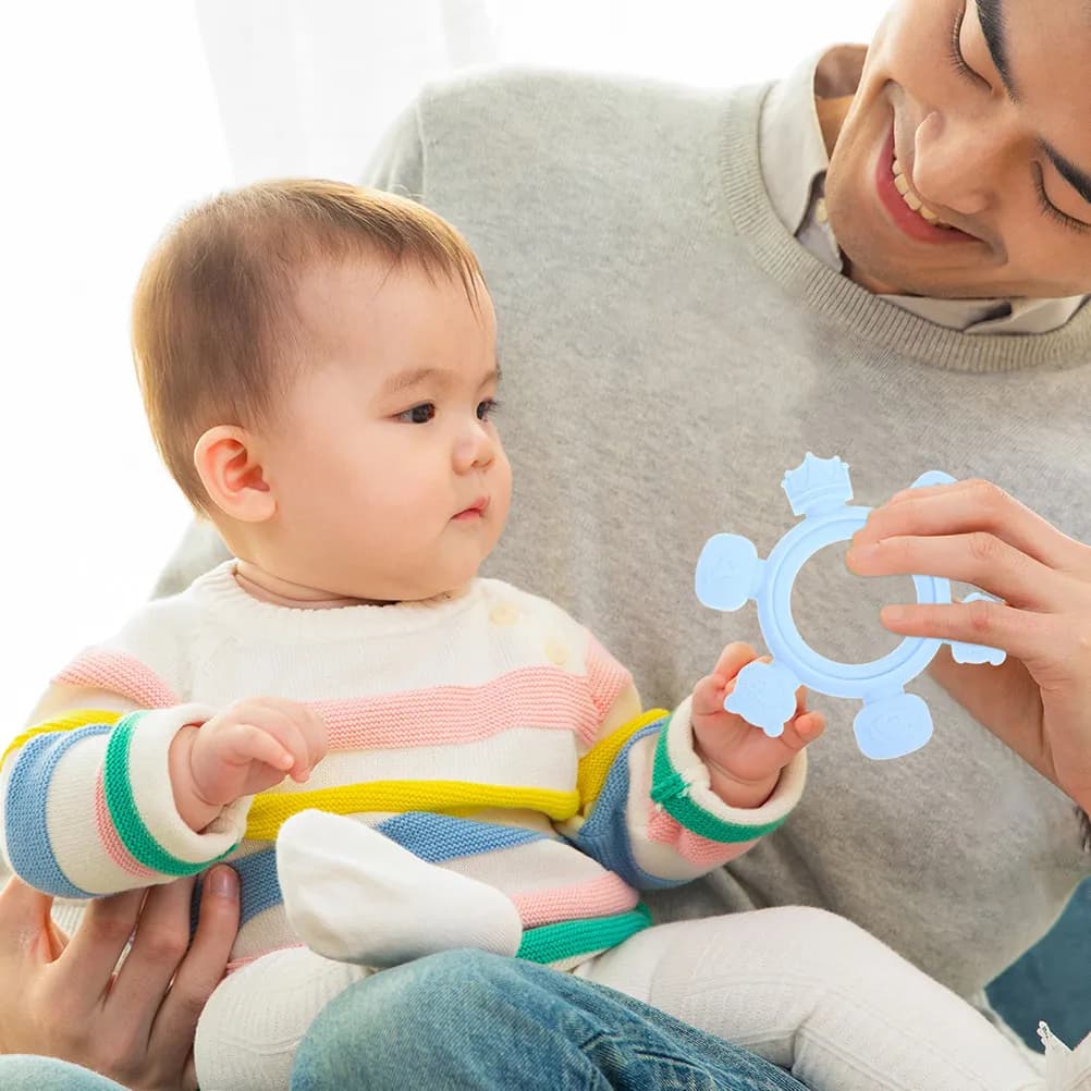 2Pcs Infant Teething Playthings Soft Silicone Chewers Portable Teether for 6-12 Months Easy Clean Safe Teething
