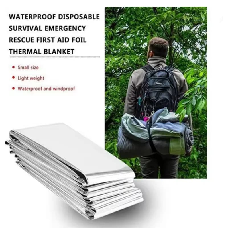 Heat Retaining Mylar Foil Emergency Blanket Waterproof Thermal Wrap First Aid Essential Supplies for Outdoor Trauma Treatment &