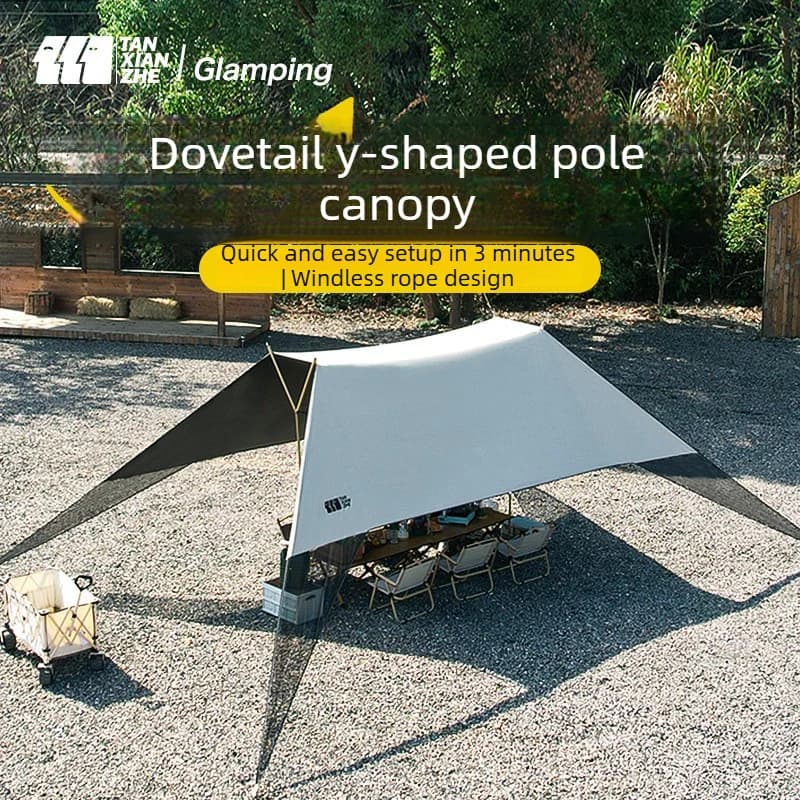 Telo da Campeggio Esterno Parasole Impermeabile Protezione UV Grande Tenda Pieghevole Portatile per Spiaggia Campeggio Escursionismo 870*520*245cm