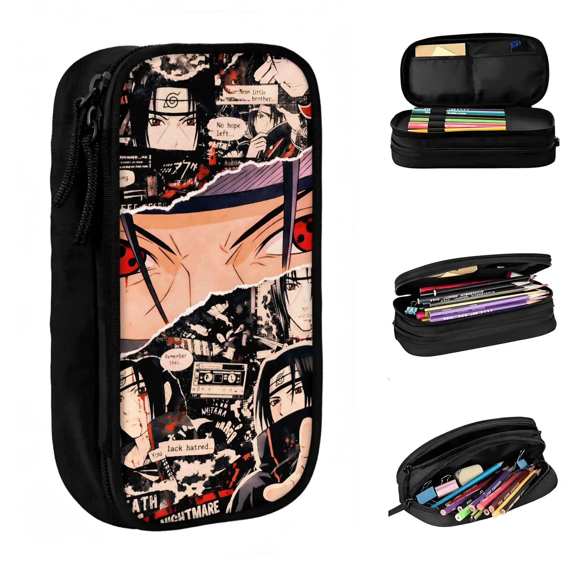 Custom U-Uchihaes Itachi Japan Cartoon Kawaii Pencil Cases Girl Boy Big Capacity Cartoon Pencil Bag Pouch Students Stationery
