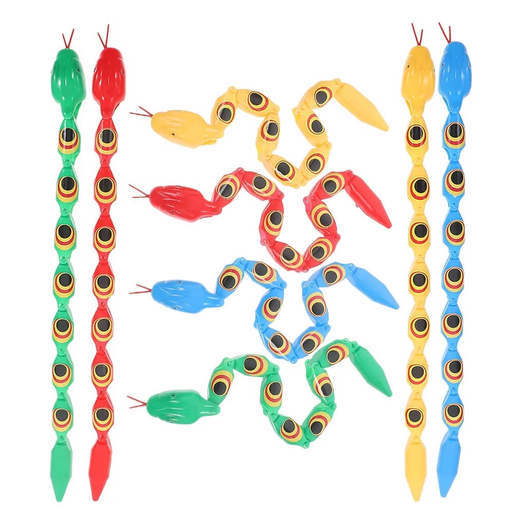 Set di 8 Serpenti Snodabili Colorati in Plastica, Giocattoli Educativi Flessibili per Scherzi e Feste