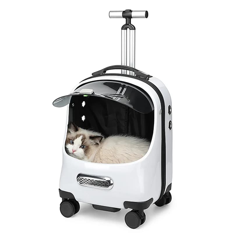 Zaino per animali domestici Trolley per gatti Borsa da viaggio Trolley per animali domestici su ruote Traspirante per cani e gatti