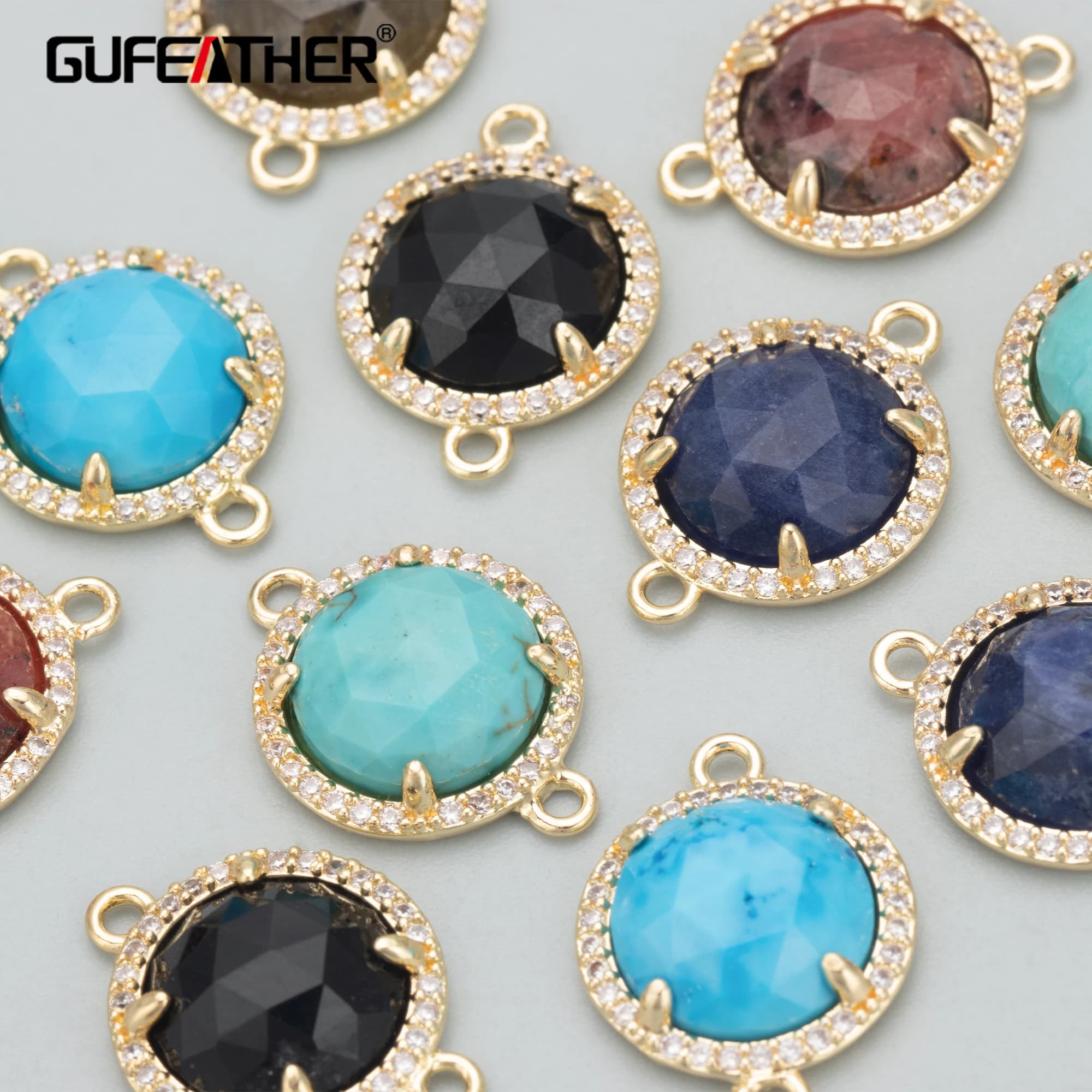 GUFEATHER MD07, accessori per gioielli, placcato oro 18 carati, senza nichel, rame, pietra naturale, ciondoli fai da te, ciondoli, creazione di gioielli, 4 pz/lotto